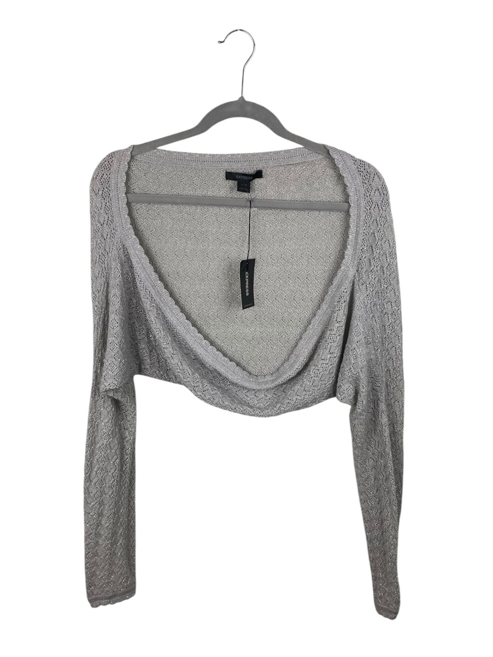 Vintage Y2K Express Shrug Crop Long Sleeve Cardigan Sweater Metallic Fairycore